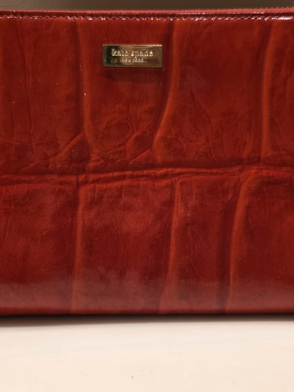 Kate Spade Red Patent Leather Croc Pattern Women's Clutch